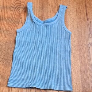 Grace & Lace Light Blue Ribbed Kids Tank Top